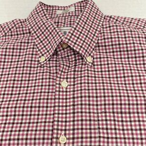 Peter Millar Men's Casual Shirt - Maroon Check Plaid - Size S - EUC